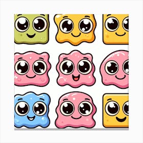 Cute Cartoon Squares Canvas Print