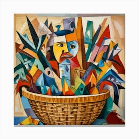 1000013699 Basket of colored papers Canvas Print