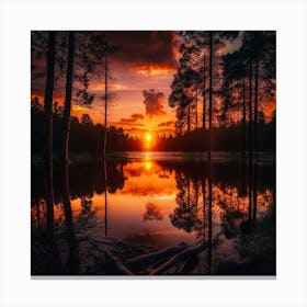 Sunset In The Forest 1 Canvas Print