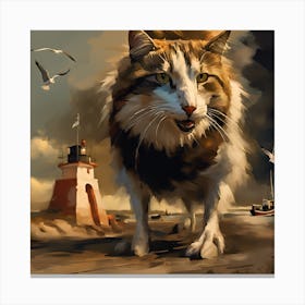 Cat On The Beach Canvas Print