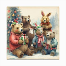 Christmas Bears 3 Canvas Print