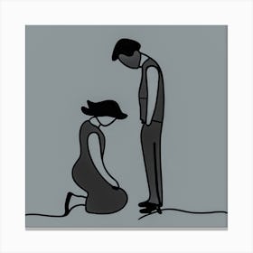 Man And Woman Kneeling Canvas Print