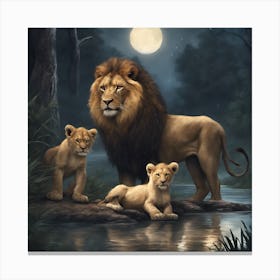 Lions And Cubs Canvas Print