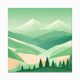 Misty mountains background in green tone 43 Canvas Print