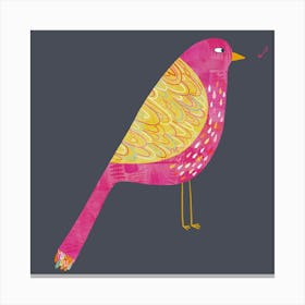 Pink Watercolor Bird Saying Something Salty in the Dark Canvas Print