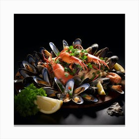 Seafood On A Plate Canvas Print
