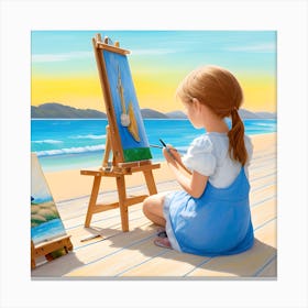 Capture The Essence Of Creativity With A Captivating Painting Of A Girl Sitting On The Seashore Eng 399808504 Canvas Print