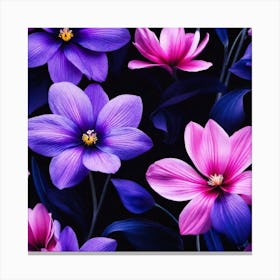 Purple Flowers Wallpaper Canvas Print