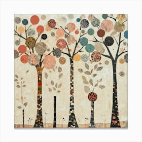 Folk Art Style Mosaic Trees 6 Canvas Print