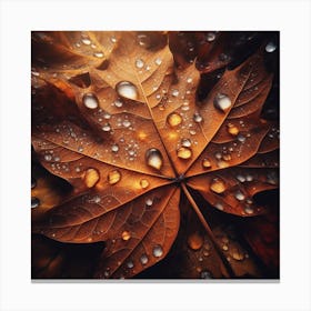Autumn Leaf With Water Droplets Canvas Print