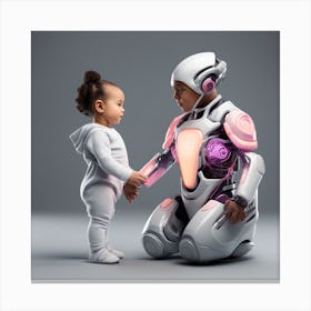 Child And Robot Canvas Print