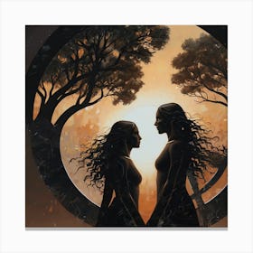 Two Women In A Circle Canvas Print