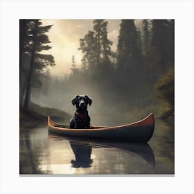 Black Dog Canoe Ride 3 Canvas Print
