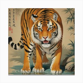 Talismanic Tiger, Vintage Japanese Hallway Art Print 1 Canvas Print