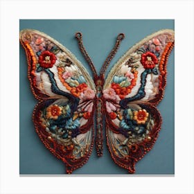 Butterfly embroidered with beads 4 Canvas Print