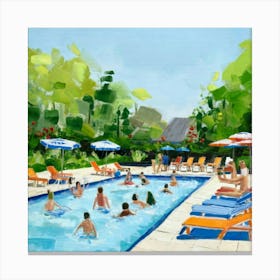 Summertime Swimming Pool Art Print 4 Canvas Print