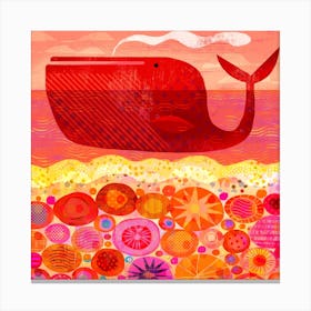 The Red Whale Square Canvas Print