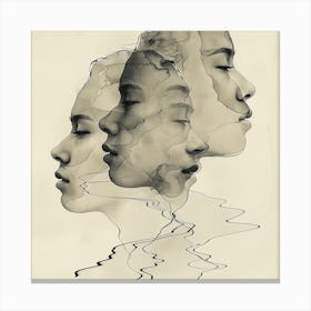 Reflection of Women'S Faces - Line art, reflection art, abstract art, abstract painting  city wall art, colorful wall art, home decor, minimal art, modern wall art, wall art, wall decoration, wall print colourful wall art, decor wall art, digital art, digital art download, interior wall art, downloadable art, eclectic wall, fantasy wall art, home decoration, home decor wall, printable art, printable wall art, wall art prints, artistic expression, contemporary, modern art print, Canvas Print