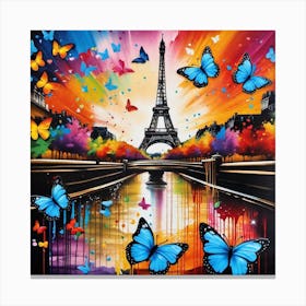 Paris With Butterflies 24 Canvas Print