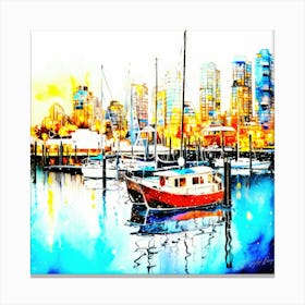 Harbour Front - Boats In Harbor Canvas Print