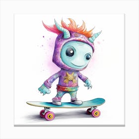 Little Demon Skateboarder Canvas Print