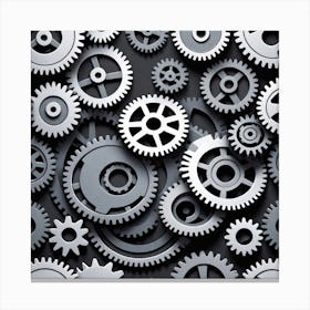 Gears On A Black Background 1 Canvas Print