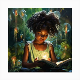 Girl Reading A Book Canvas Print