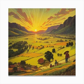 Sunset In The Valley Canvas Print