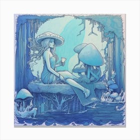 Fairy Sitting On A Mushroom 2 Canvas Print