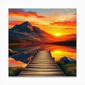 Sunset On The Dock Canvas Print