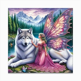 Fairy And Wolf 1 Canvas Print