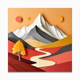 Firefly An Illustration Of A Beautiful Majestic Cinematic Tranquil Mountain Landscape In Neutral Col (58) Canvas Print