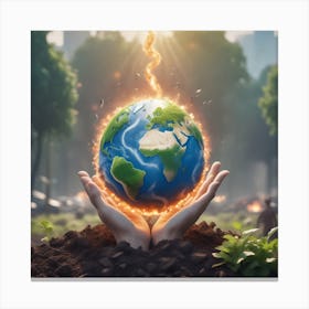 Earth In Hands Canvas Print