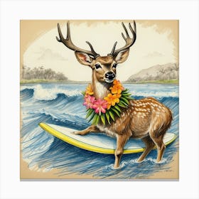 Deer Surfboard 4 Canvas Print