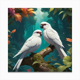 Two Parrots In The Forest Canvas Print