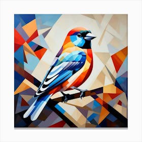 Cubism Art, Bullfinch bird 3 Canvas Print