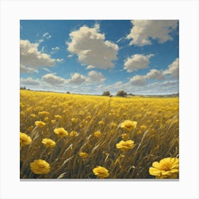 Field Of Yellow Flowers 49 Canvas Print