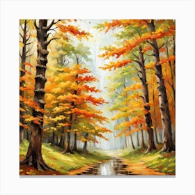 Forest In Autumn In Minimalist Style Square Composition 140 Canvas Print