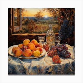 Table With Grapes Canvas Print