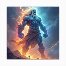 Titan In A Watercolor Magical Storm, Colorful And Powerful 1 Canvas Print