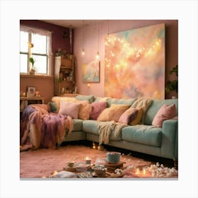Pink Living Room Decor Canvas Print