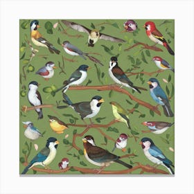 Birds On A Branch Canvas Print