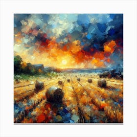 Sunset In The Field Canvas Print