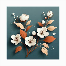 Cotton Flower branch, Vector art 1 Canvas Print