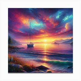 Sunset Sailboat 2 Canvas Print