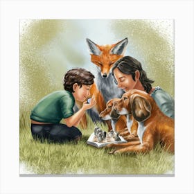 Fox And Dog Canvas Print