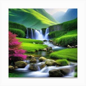 Waterfall In The Mountains 31 Canvas Print