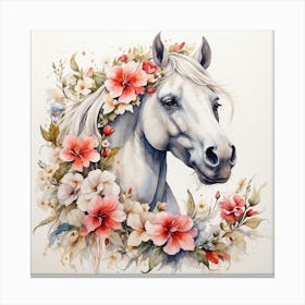 Horse With Flowers 5 Canvas Print