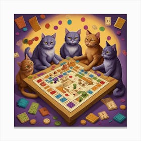 Board Game Cats Canvas Print