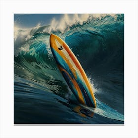 Surfboard On A Wave 1 Canvas Print